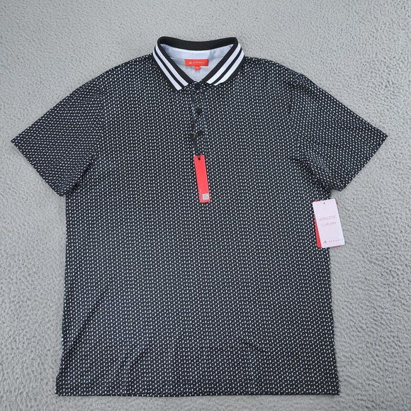 Redvanly PUREpoly Pascal Polo Shirt Mens Large Black Geometric Golf Performance - Picture 2 of 16